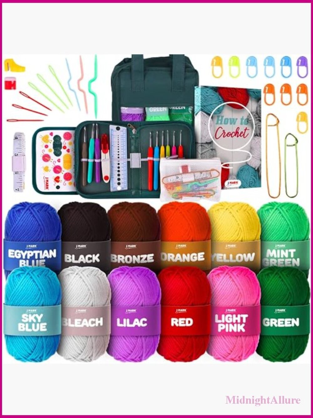 51-Piece Acrylic Crochet Kit For Adults Beginners With Yarn Hooks